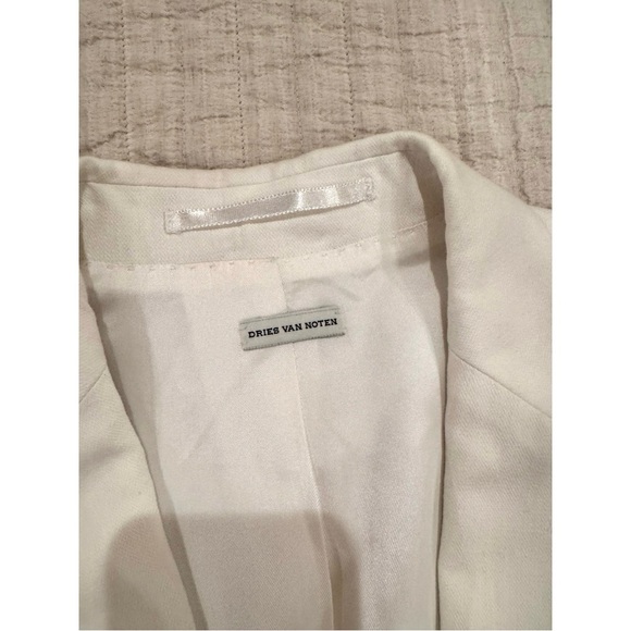 DRIES VAN NOTEN SINGLE-BREASTED COTTON LINEN BLEND SUIT ECRU / IVORY 46 - Picture 6 of 8